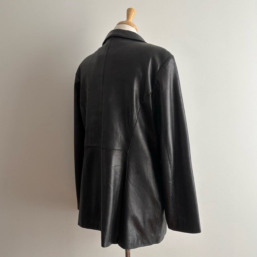 Danier Black Leather Button-Front Coat - Picture 5 of 16